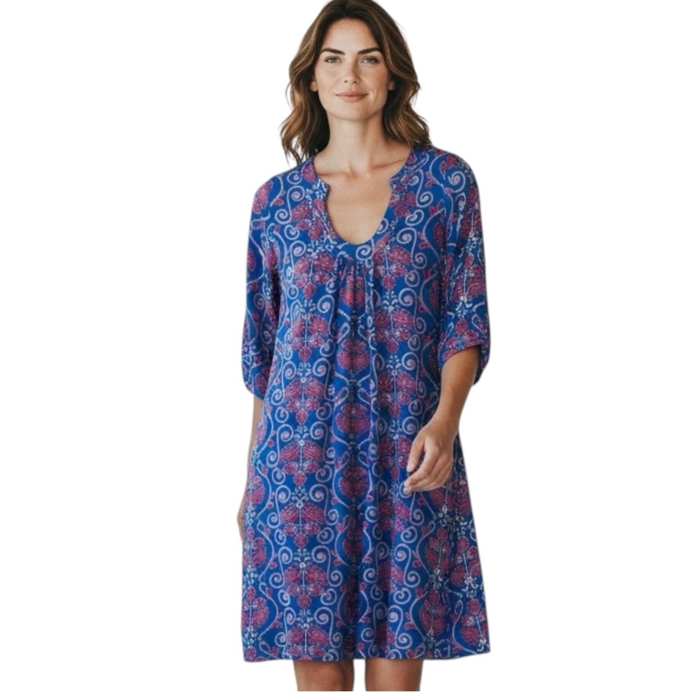 TRACY NEGOSHIAN Blue and Pink Patterned Dress Sz XS — QUIET LUXURY DESIGNER!!! - Picture 2 of 9